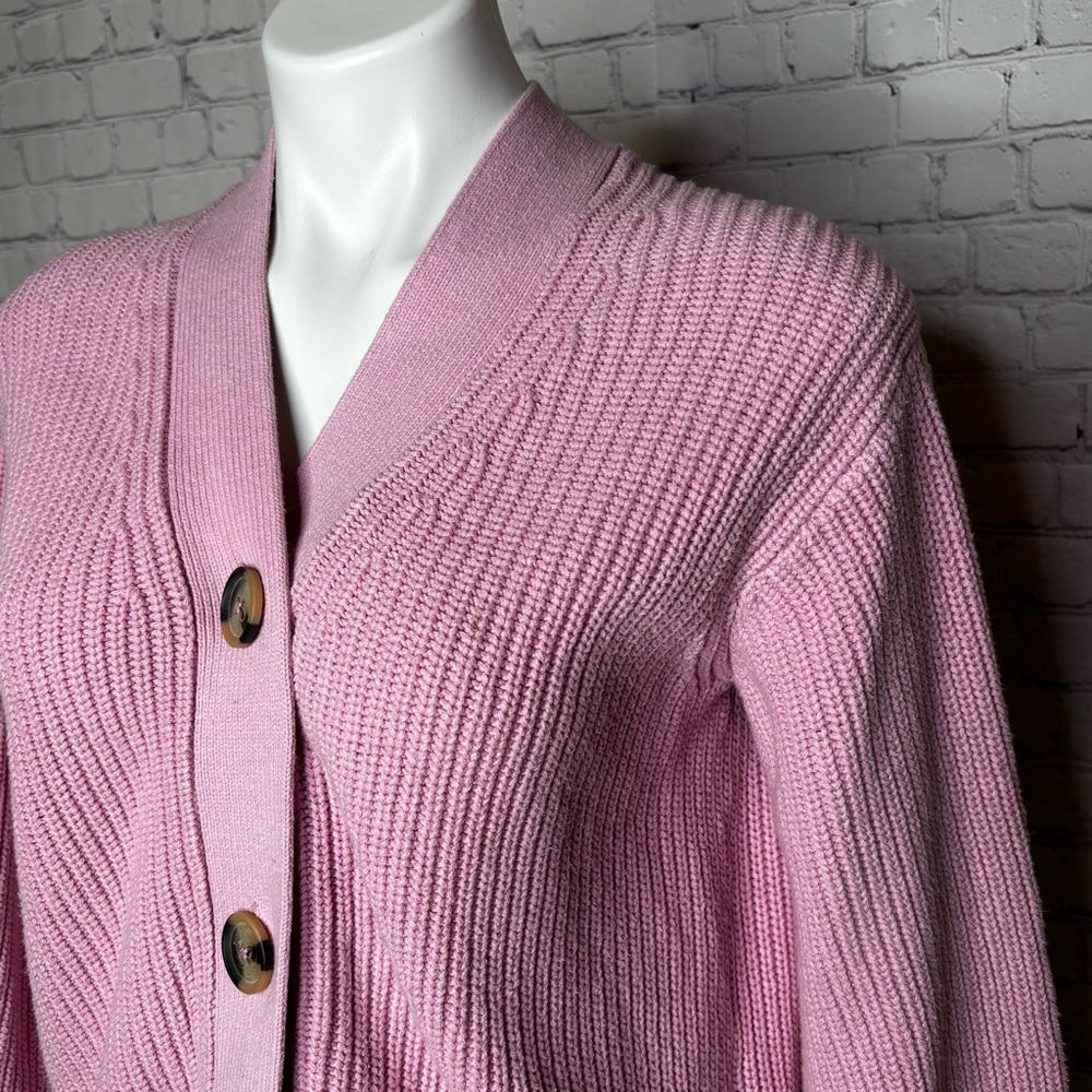 H&M Lavender Pink Chunky Knit Button-Up Cropped Cardigan Size XS - Picture 4 of 9